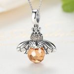 Orange Bee Pendant Necklace