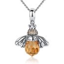Orange Bee Pendant Necklace - Silver Necklace-SCC035