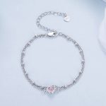 Pink Heart Double Layer Chain Bracelet - Image 4