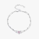 Pink Heart Double Layer Chain Bracelet