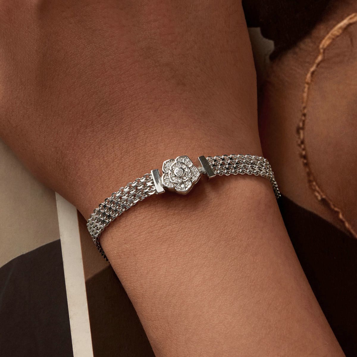 Pavé Flower Multi Chain Bracelet - Image 6