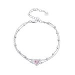 Pink Heart Double Chain Bracelet