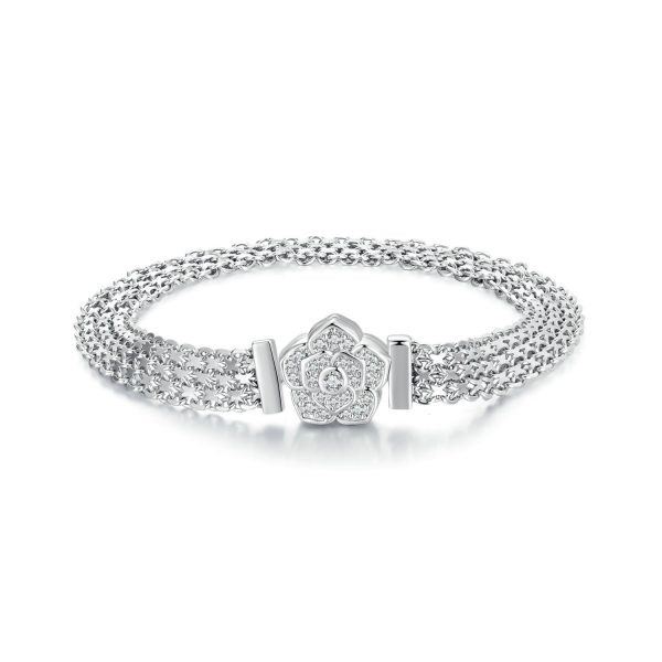 Pavé Flower Multi Chain Bracelet