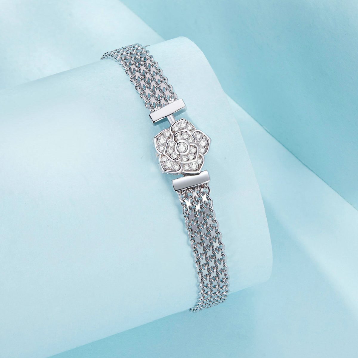 Pavé Flower Multi Chain Bracelet - Image 3