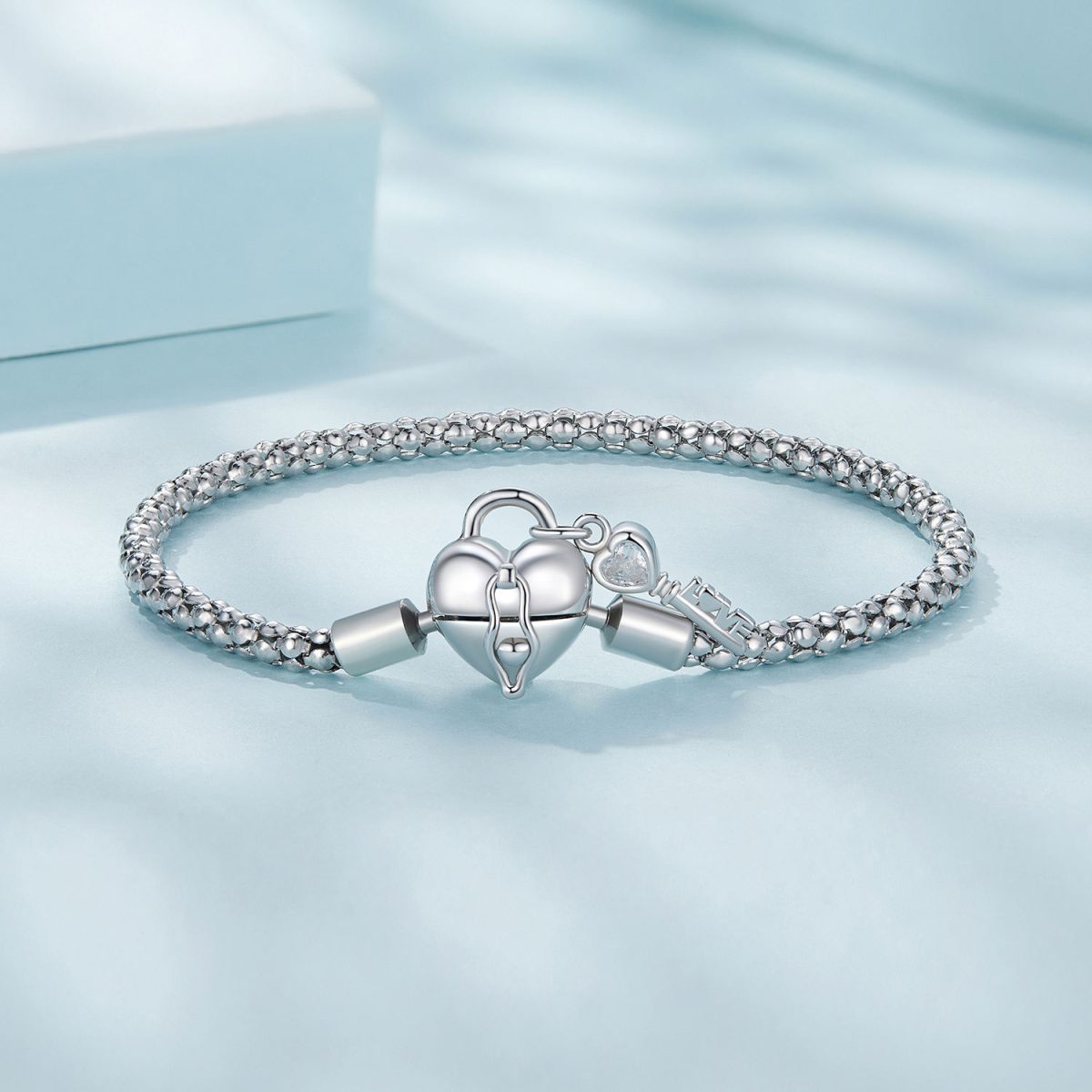 Heart Lock & Key Chain Bracelet - Image 2