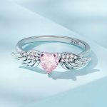 Pink Heart Angel Wings Band Ring - Image 7