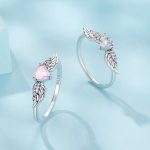 Pink Heart Angel Wings Band Ring - Image 6