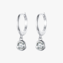 Circle dangle hoop earrings in polished sterling silver