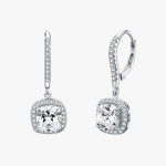 Square Halo Dangle Hoop Earrings