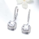 Square Halo Dangle Hoop Earrings - Image 7