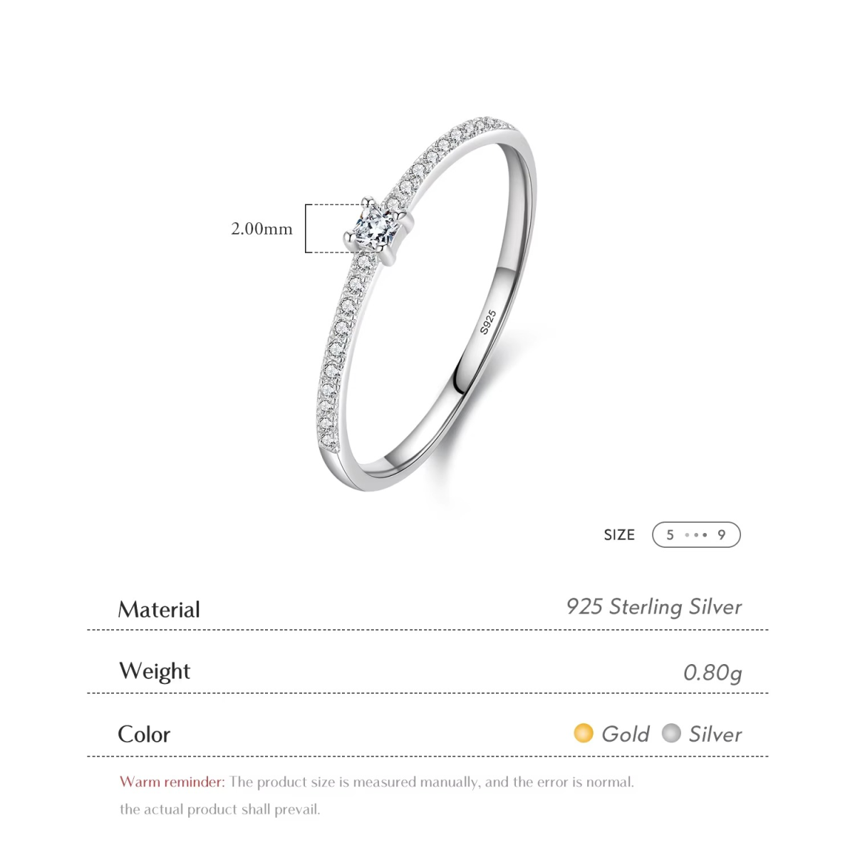 Dainty Pavé Solitaire Ring - Image 5