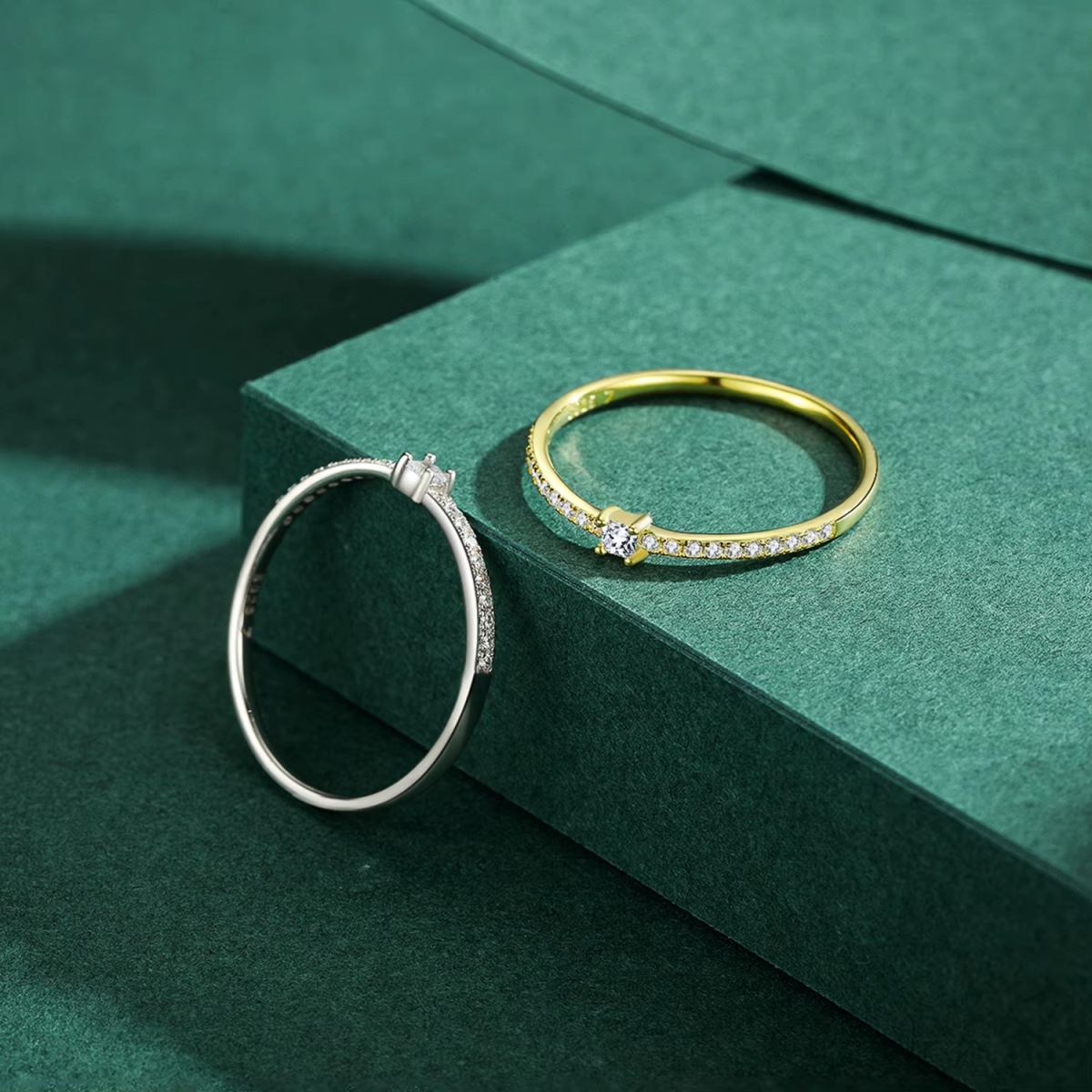 Dainty Pavé Solitaire Ring - Image 3