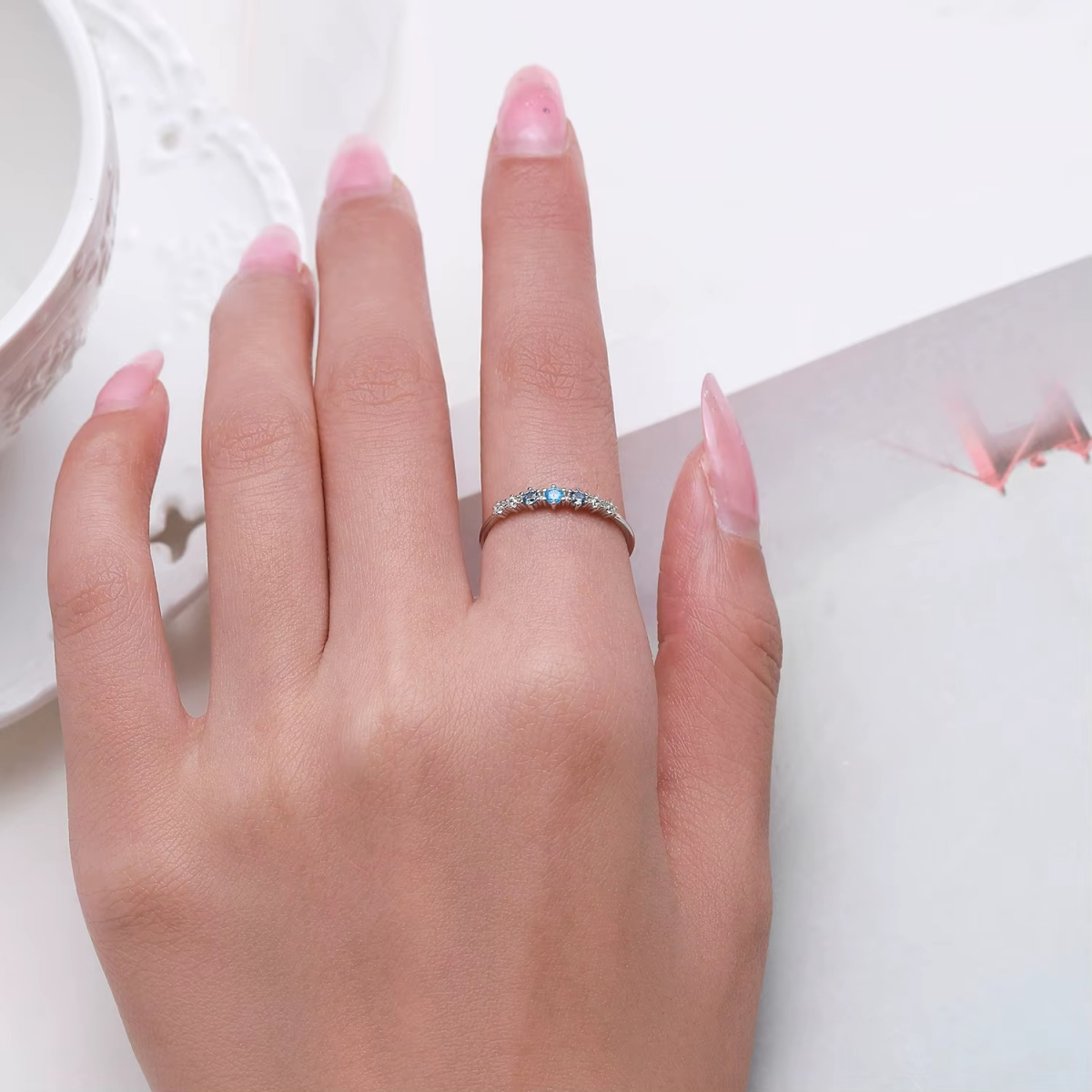 Blue Whisper Sparkle Pave Ring - Image 2