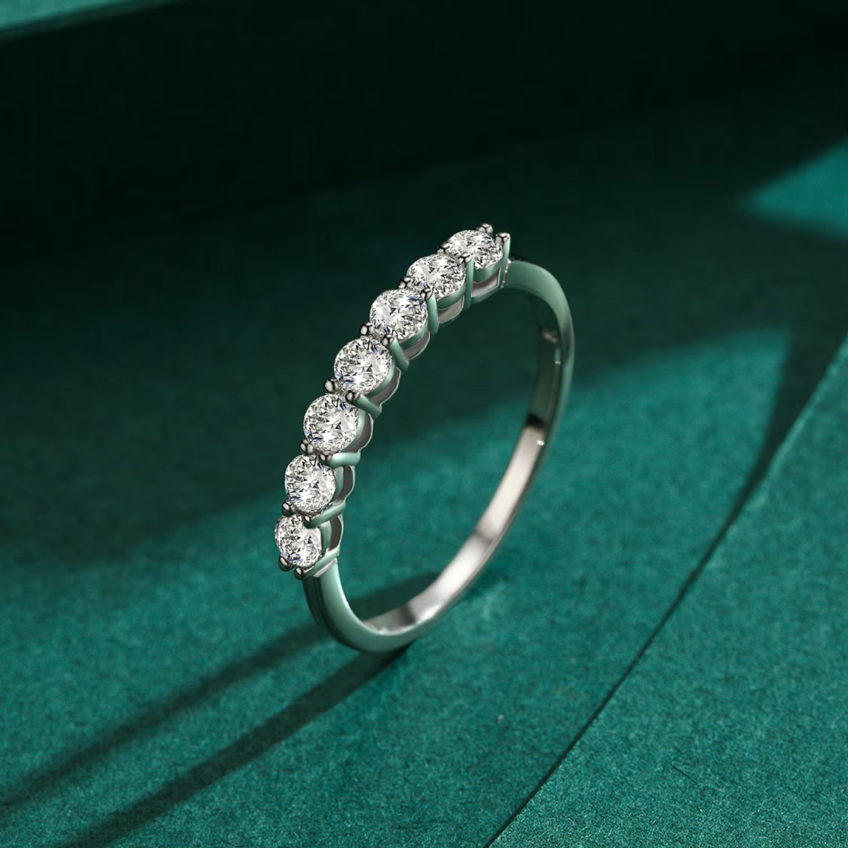 Classic Half-Eternity Silver Ring - Image 3