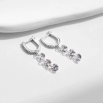 Elegant CZ Chain Drop Earrings - Image 3