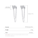 Double Chain Heart Stud Drop Earrings - Image 5