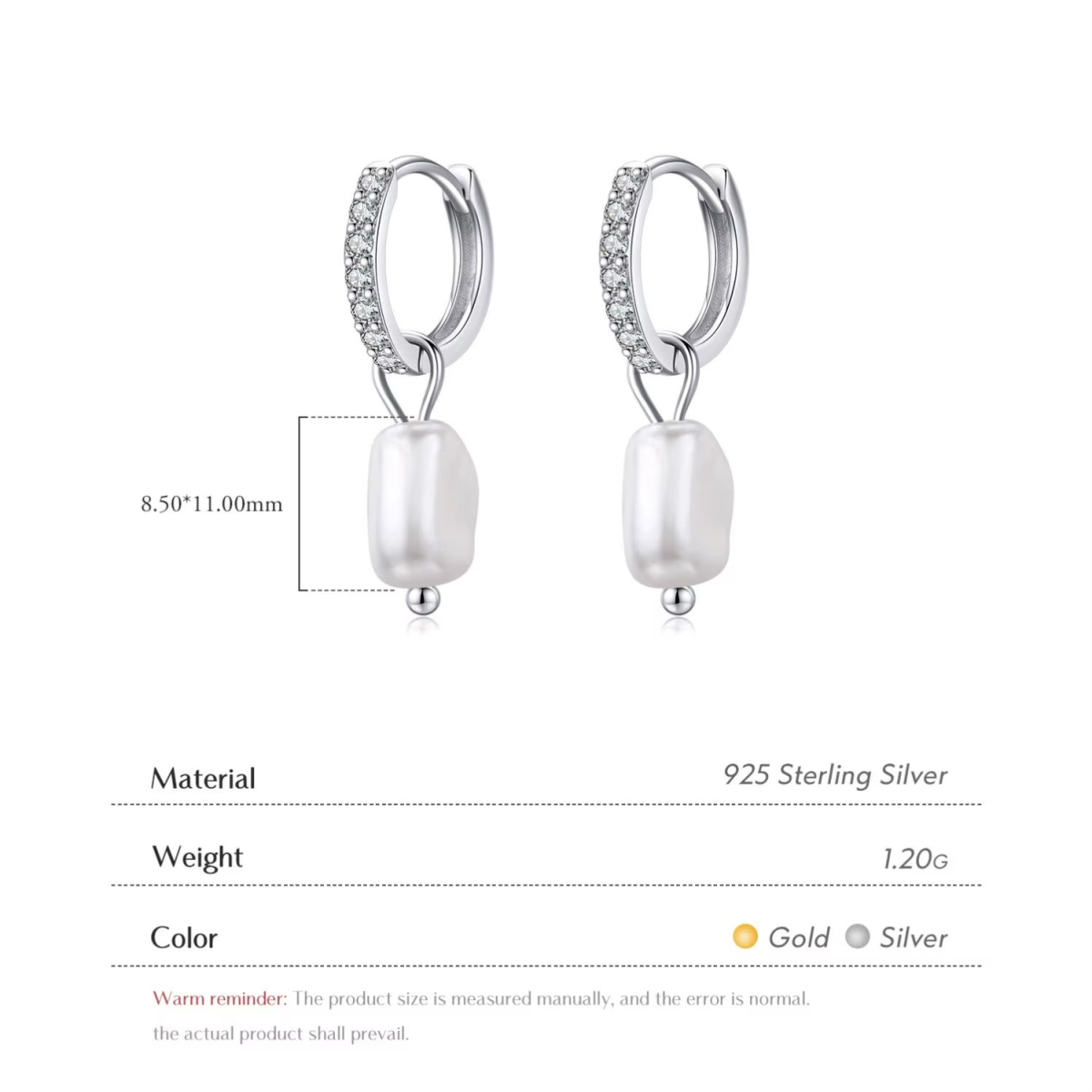 Baroque Pearl Drop Hoop Earrings - Image 6