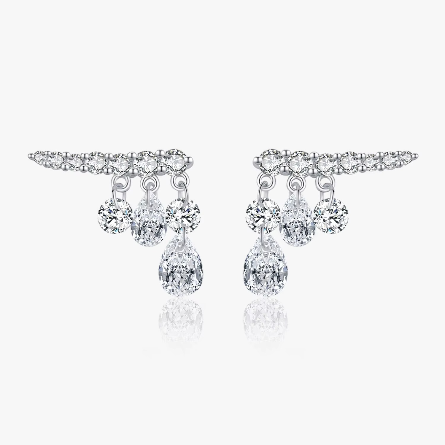 Ha0652f3d552e43b2838164e4b57129d6E Dazzling Teardrop Climber Stud Earrings - Image 1