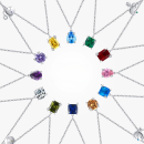 Sterling silver zodiac pendant necklace with colorful zircon constellation stone