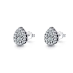 Teardrop Halo Stud Earrings - Image 3