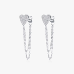 Double Chain Heart Stud Drop Earrings