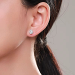 Teardrop Halo Stud Earrings - Image 2