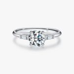 Moissanite Three-Stone Halo Ring
