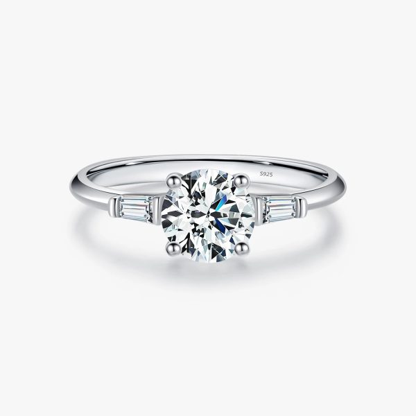Moissanite Three-Stone Halo Ring
