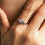 Moissanite Three-Stone Halo Ring - Image 2