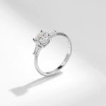 Moissanite Three-Stone Halo Ring - Image 4