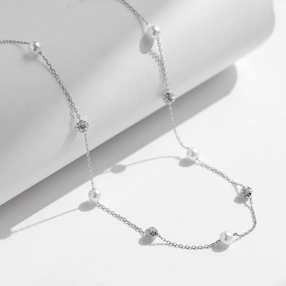 Pearl & Sparkle Bead Chain Necklace - Image 4