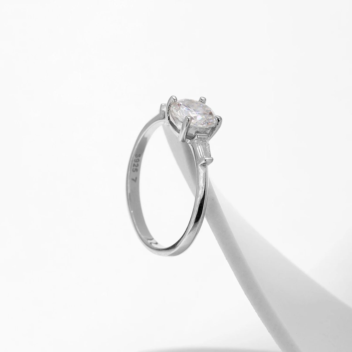Moissanite Three-Stone Halo Ring - Image 5