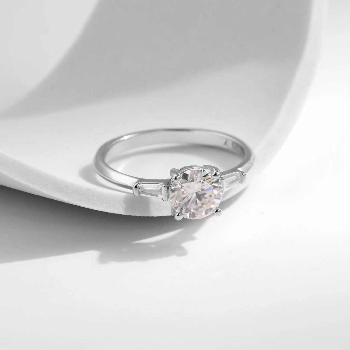 Moissanite Three-Stone Halo Ring - Image 6