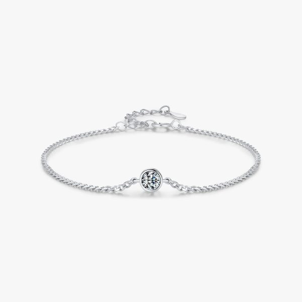 Bezel Moissanite Solitaire Bracelet