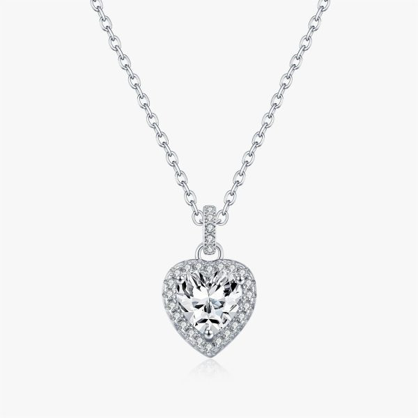 Heart Halo Moissanite Pendant Necklace