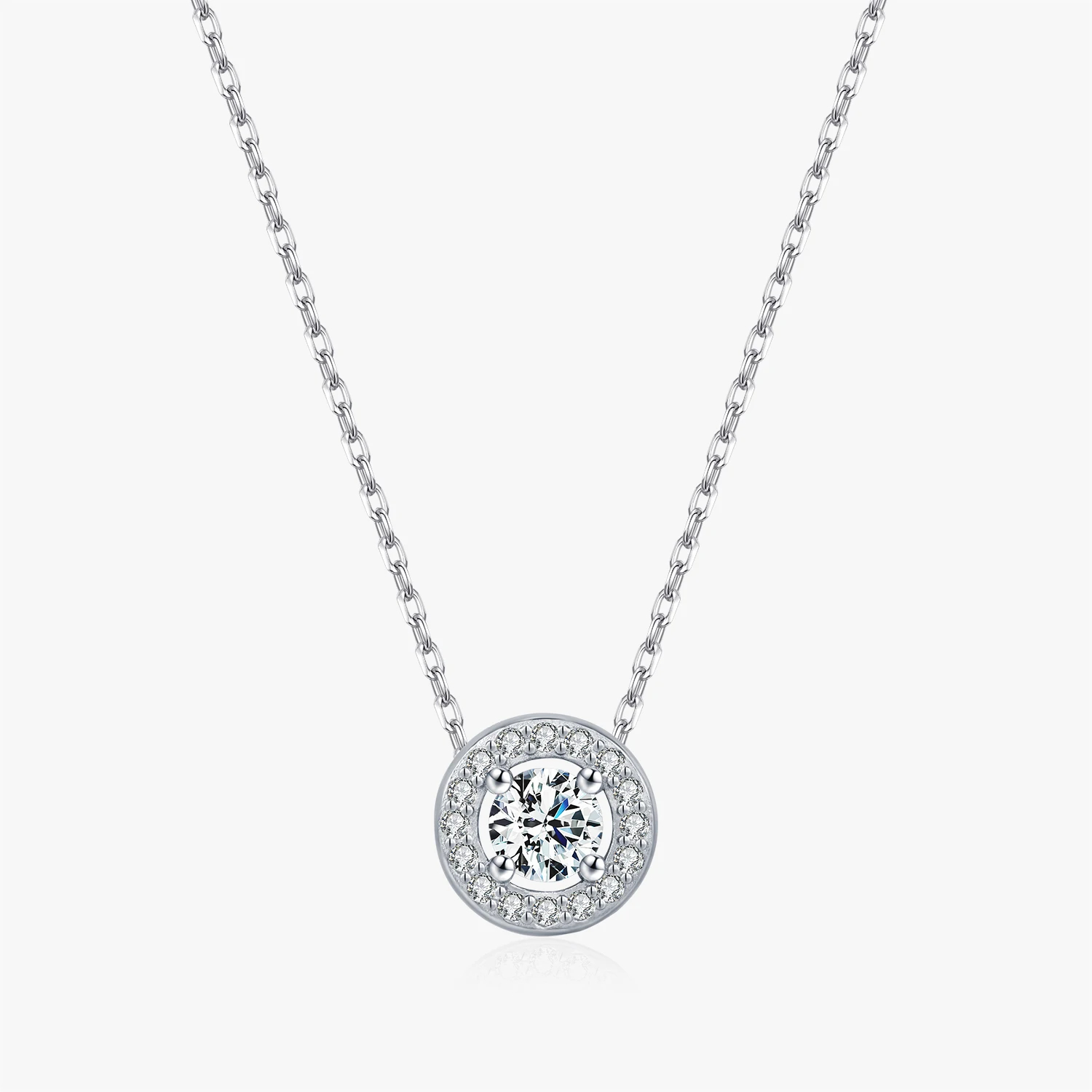 Round Halo Moissanite Pendant Necklace