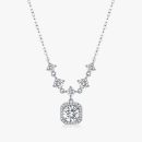 Cushion Halo Drop Moissanite Necklace