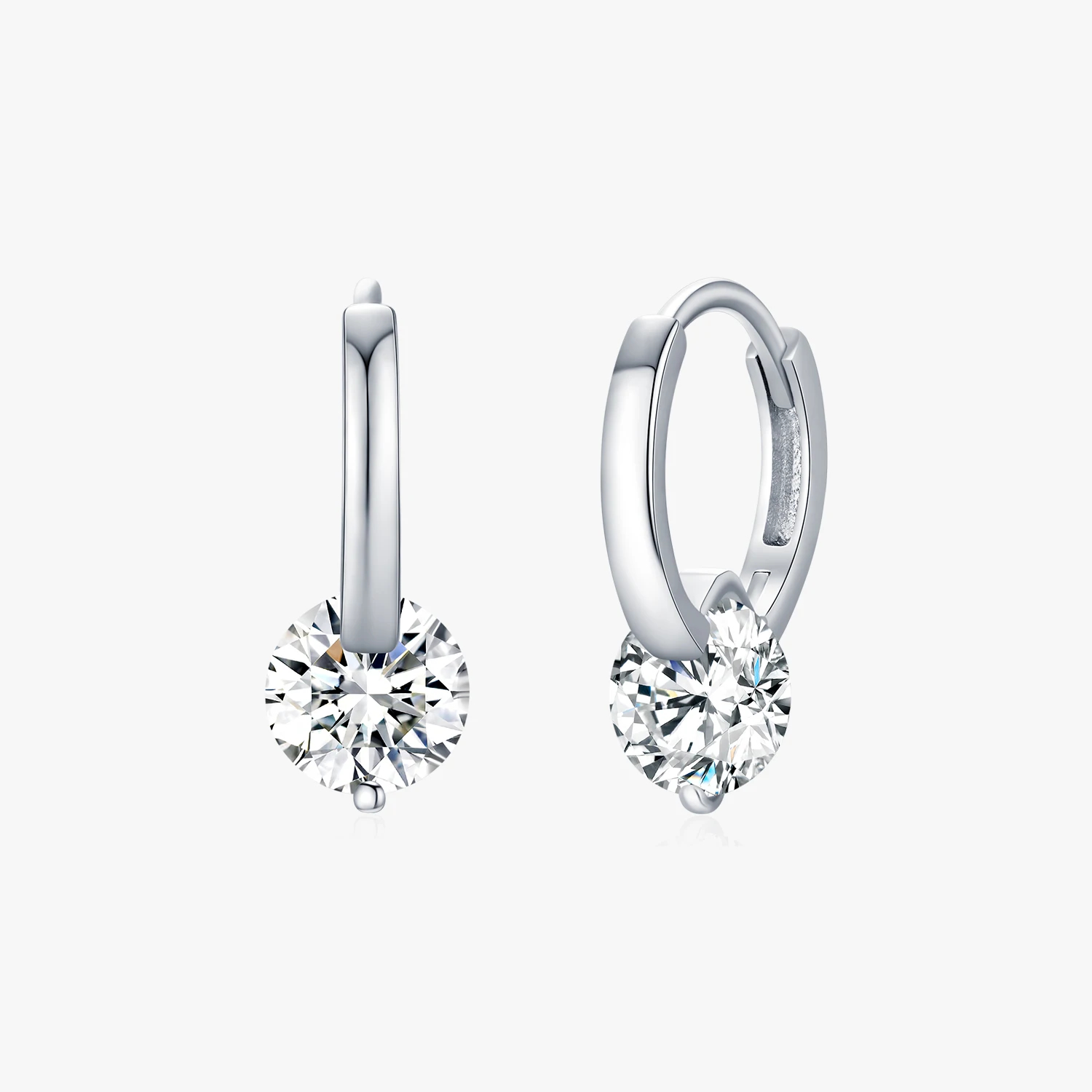 Solitaire Drop Hoop Moissanite Earrings