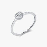 Minimalist Heart Moissanite Solitaire Ring
