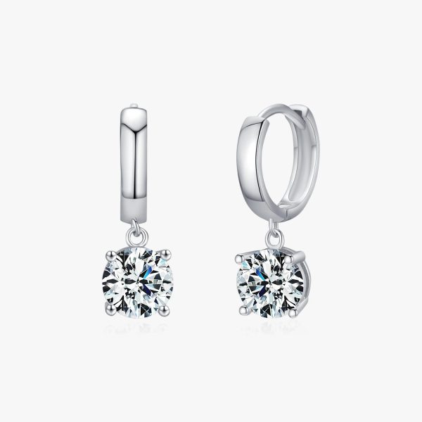 Solitaire Drop Hoop Moissanite Earrings