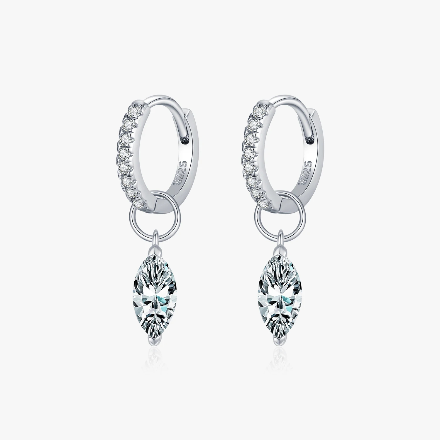 Marquise Drop Hoop Moissanite Earrings