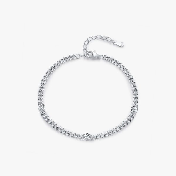 Sparkling Bezel Moissanite Chain Bracelet