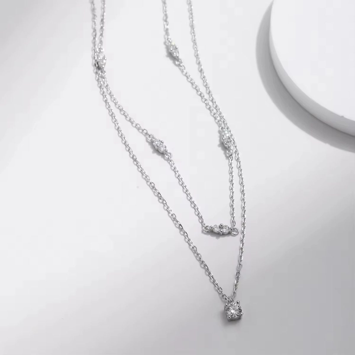 Layered Moissanite Pendant Necklace - Image 3
