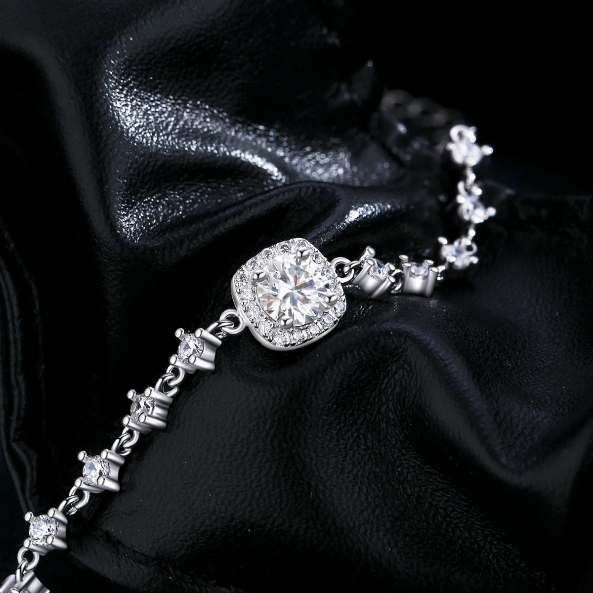 Celestial Moissanite Halo Chain Bracelet - Image 5
