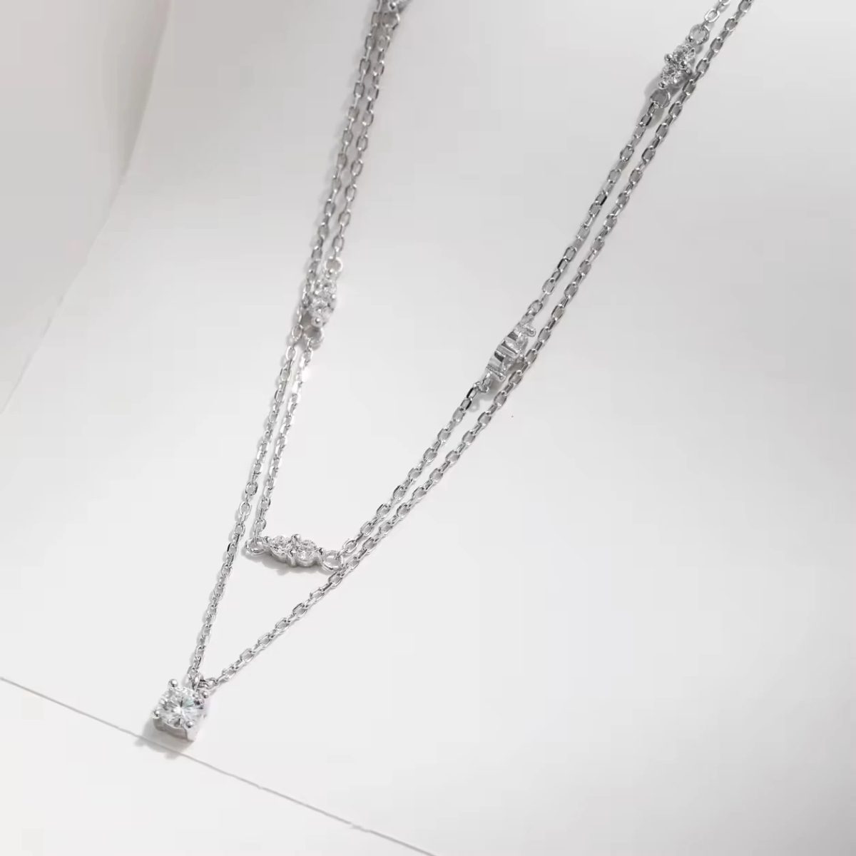 Layered Moissanite Pendant Necklace - Image 4