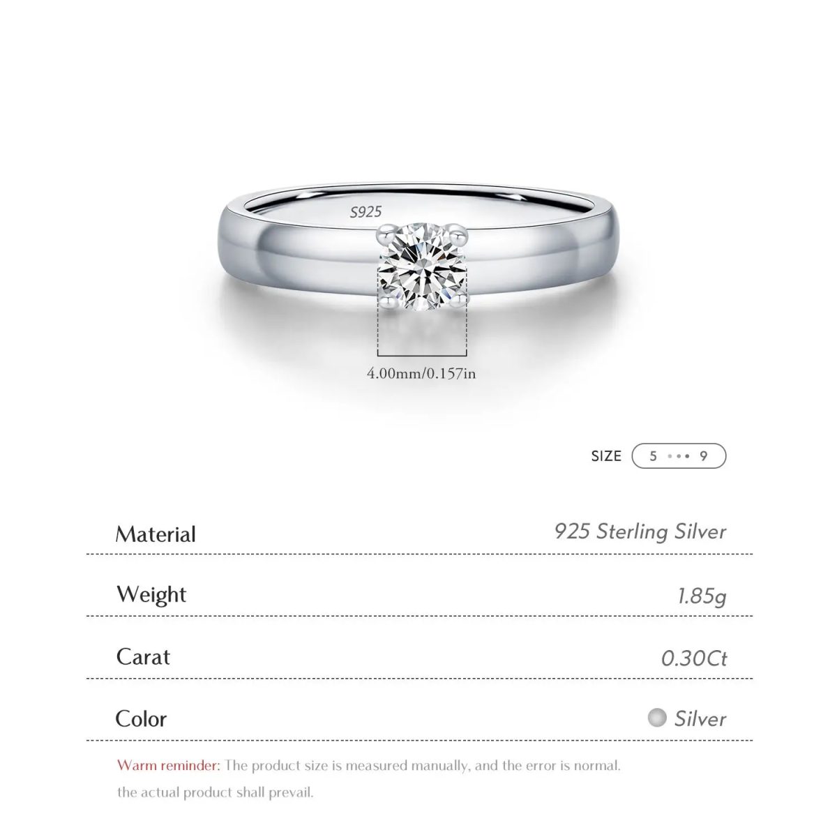 Minimalist Moissanite Solitaire Ring - Image 4