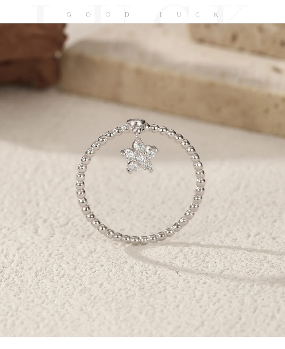 Moissanite Star Charm Dangle Ring - Image 4