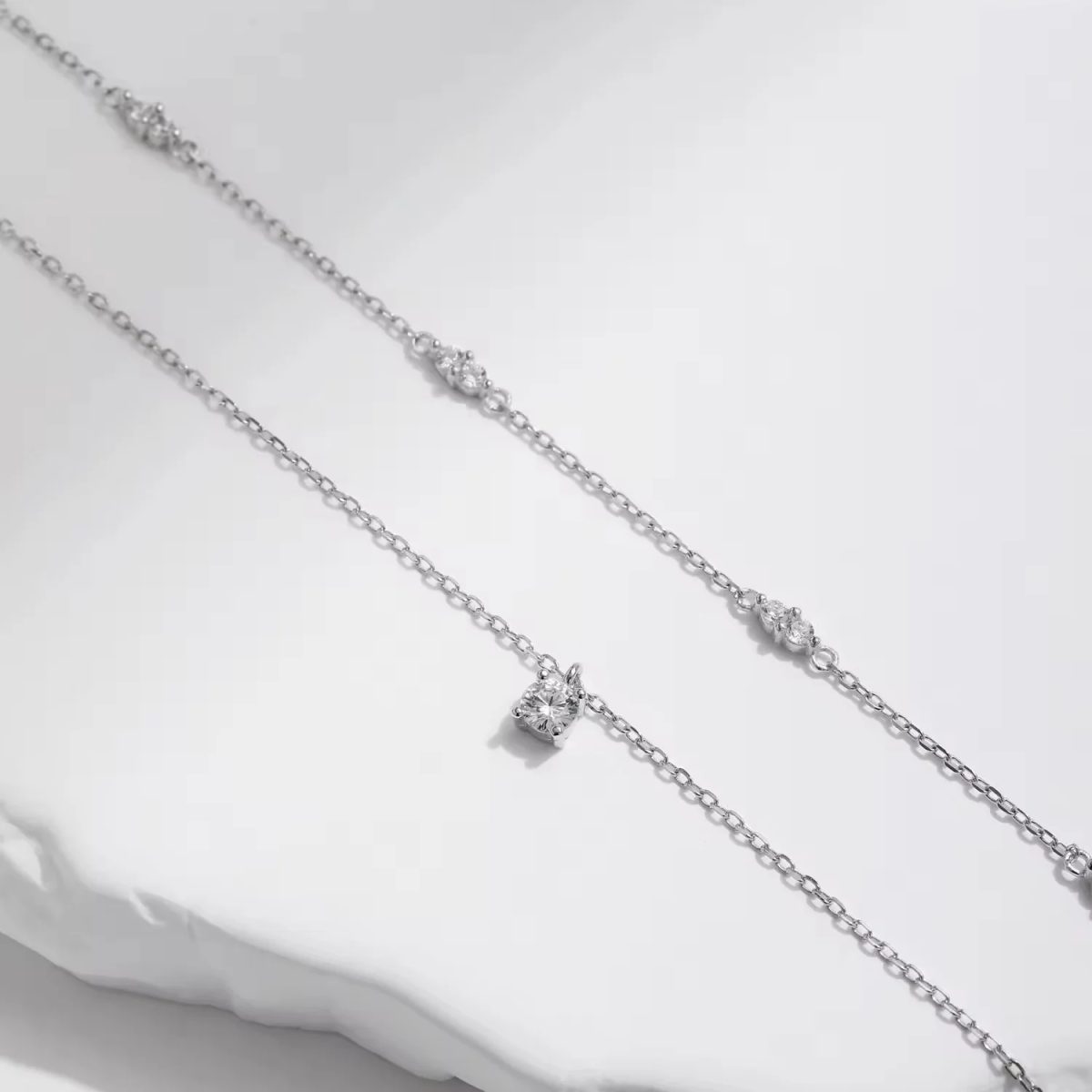 Layered Moissanite Pendant Necklace - Image 5