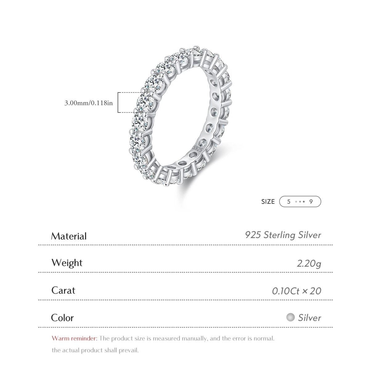 Moissanite Eternity Band Ring - Image 5