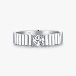 Ribbed Band Moissanite Solitaire Ring - Image 3